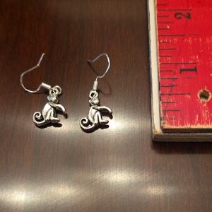 Silver Monkey Earrings
